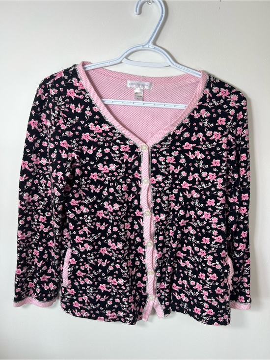 Carole Hoohman Other - Carole Hochman Women’s Small Black with Pink Florals and Trim Pyjama Top